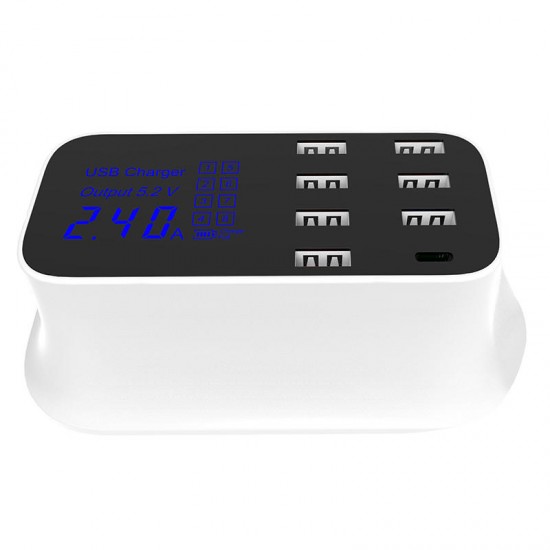 QC3.0 8A Digital LED Voltage Display Type C 7 USB Ports Travel Desktop Charger US Plug QC3.0 8A Digital LED Voltage Display Type C 7 USB Ports Travel Desktop Charger US Plug