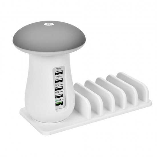 QC3.0 Multiport Fast Charging USB Charger Mushroom LED Desk Lamp Charging Stand For iPhone XS 11 Pro Huawei P30 Pro Note10 QC3.0 Multiport Fast Charging USB Charger Mushroom LED Desk Lamp Charging Stand For iPhone XS 11 Pro Huawei P30 Pro Note10