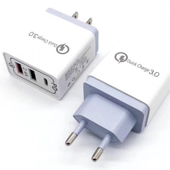 QC3.0 PD Type C Fast Charging EU Plug USB Charger Adapter For iPhone 11 Pro Huawei P30 Mate 30 9 Pro S10+ Note10