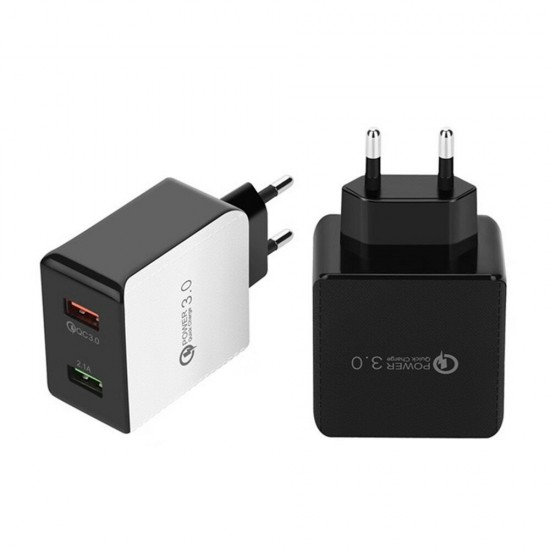 USB Charger Dual Port QC3.0 Fast Charging For iPhone XS 11Pro Mi10 Note 9S
