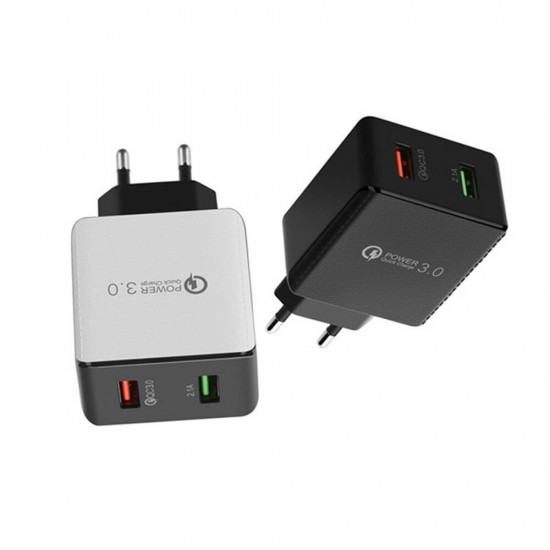 USB Charger Dual Port QC3.0 Fast Charging For iPhone XS 11Pro Mi10 Note 9S