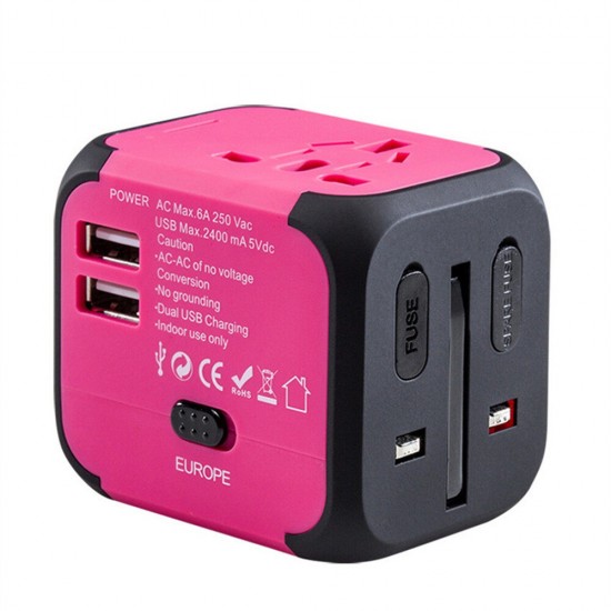 Universal Power Socket Dual USB World Travel Plug For iPhone XS 11Pro Mi10 9Pro Note 9S