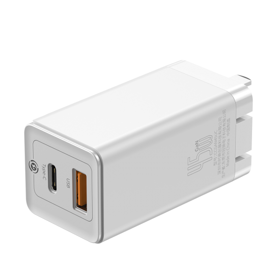 GaN2 45W USB PD Charger 2-Port Wall Charger With USB-A + USB-C US Plug Adapter For iPhone 12 11Pro Mi10 POCO X3 OnePlus 8Pro