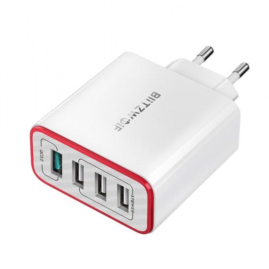 BW-MT3 3A 2 in 1 Type C Micro USB Data Cable & BW-PL5 30W QC3.0 Fast Charging 2.4A 4-Ports USB Charger