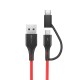 BW-MT3 3A 2 in 1 Type C Micro USB Data Cable & BW-PL5 30W QC3.0 Fast Charging 2.4A 4-Ports USB Charger