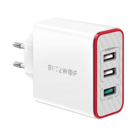 BW-PL2 30W 3-Port USB Charger QC3.0 Quick Charge Wall Charger EU Plug Adapter For iPhone 11 SE 2020 Xiaomi Huawei