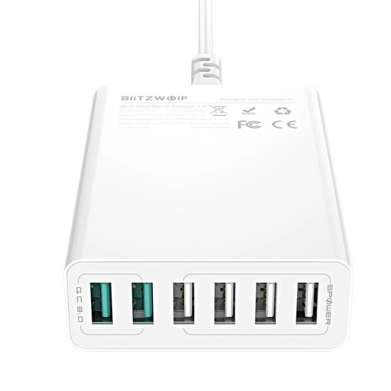 BW-S15 6-Ports Desktop USB Smart Charger AU Adapter with BW-TC21 3A LED Type-C Fast Charging Data Cable BW-S15 6-Ports Desktop USB Smart Charger AU Adapter with BW-TC21 3A LED Type-C Fast Charging Data Cable