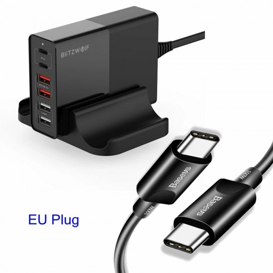 BW-S16 75W 6-Port USB PD Charger Desktop Charging Station Fast Charging EU Plug Adapter With 1.5m/4.92ft 100W 5A PD USB-C to USB-C Cable For iPhone 11 SE 2020 For iPad Pro 2020 MacBook Air 2020 For Samsung Galaxy S20 BW-S16 75W 6-Port USB PD Charger Desktop Charging Station Fast Charging EU Plug Adapter With 1.5m/4.92ft 100W 5A PD USB-C to USB-C Cable For iPhone 11 SE 2020 For iPad Pro 2020 MacBook Air 2020 For Samsung Galaxy S20
