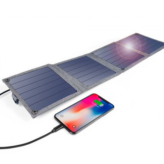 Solar Charger 14W USB Foldable Phone Travel Charger Solar Panel Waterproof For iPhone X XS 8Plus Xiaomi Mi10 Redmi Note 9S