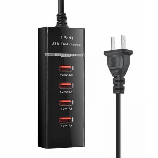 EU US Plug ABS 4 Port USB 2.4A Fast Charger for Samsung iphone Xiaomi Huawei