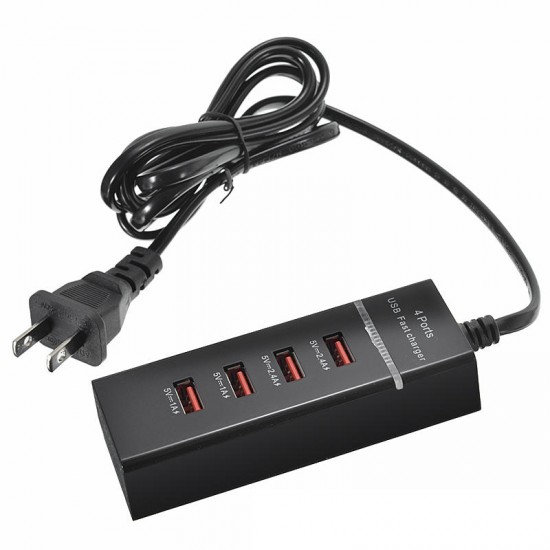 EU US Plug ABS 4 Port USB 2.4A Fast Charger for Samsung iphone Xiaomi Huawei