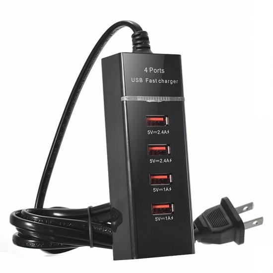 EU US Plug ABS 4 Port USB 2.4A Fast Charger for Samsung iphone Xiaomi Huawei