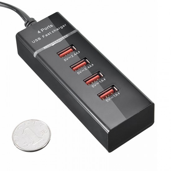 EU US Plug ABS 4 Port USB 2.4A Fast Charger for Samsung iphone Xiaomi Huawei