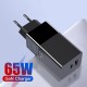 GaN 65W USB-C Charger Quick Charge PD3.0 QC3.0 Type-C Fast Charging Wall Charger for Macbook iPhone Tablet Xiaomi QC3.0