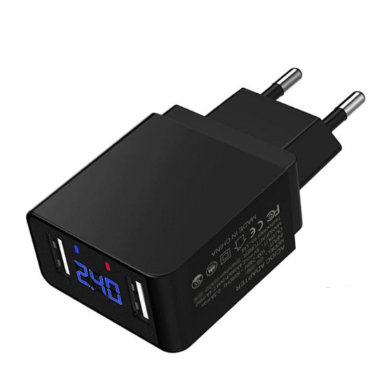 2.4A Dual USB Ports Fast Charging LED Display EU Charger Adapter For iPhone X XS Oneplus Pocophone HUAWEI P30 Mate20 MI9 S10 S10+ 2.4A Dual USB Ports Fast Charging LED Display EU Charger Adapter For iPhone X XS Oneplus Pocophone HUAWEI P30 Mate20 MI9 S10 S10+