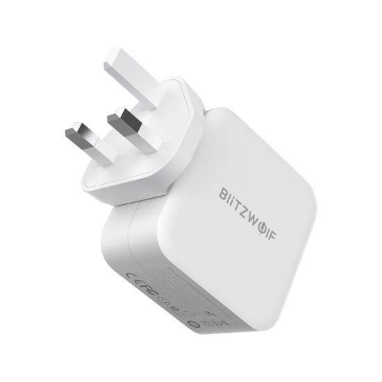 BW-S18 65W 2-Port USB-C PD Wall Charger PD3.0 Power Delivery Support QC3.0 SCP FCP Protocols Mini Adapter with EU Plug UK Plug US Plug For iPhone 11 For Samsung Galaxy Note 20 Ultra Huawei Xiaomi MacBook