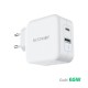 BW-S18 65W 2-Port USB-C PD Wall Charger PD3.0 Power Delivery Support QC3.0 SCP FCP Protocols Mini Adapter with EU Plug UK Plug US Plug For iPhone 11 For Samsung Galaxy Note 20 Ultra Huawei Xiaomi MacBook