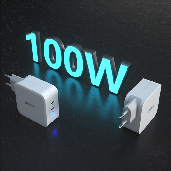 100W Dual USB-C Chargers PD3.0 Power Delivery Fast Charging Wall Charger Adapter With Foldable Plug