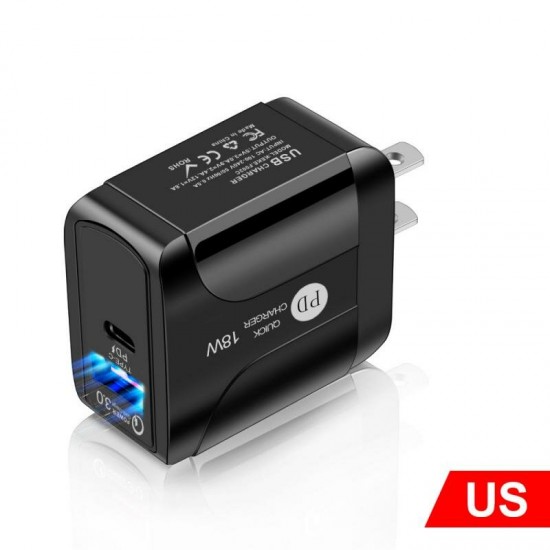 QC3.0+PD 18W USB Charger LED Display Fast Charging Travel Wall Charger Adapter For iPhone 12 XS 11Pro Huawei P30 P40 Pro Xiaomi MI10 POCO X3