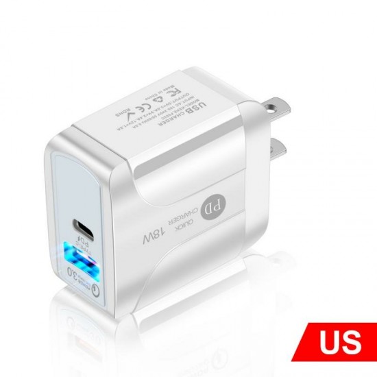 QC3.0+PD 18W USB Charger LED Display Fast Charging Travel Wall Charger Adapter For iPhone 12 XS 11Pro Huawei P30 P40 Pro Xiaomi MI10 POCO X3