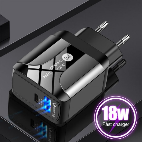 QC3.0+PD 18W USB Charger LED Display Fast Charging Travel Wall Charger Adapter For iPhone 12 XS 11Pro Huawei P30 P40 Pro Xiaomi MI10 POCO X3 QC3.0+PD 18W USB Charger LED Display Fast Charging Travel Wall Charger Adapter For iPhone 12 XS 11Pro Huawei P30 P40 Pro Xiaomi MI10 POCO X3