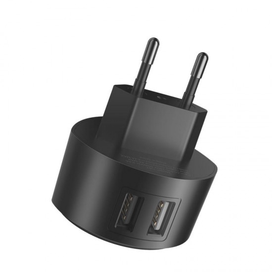 C67A Portable EU Dual USB Charger Travel Adapter for Samsung Xiaomi Huawei