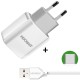CA-28 2A 2Ports EU Plug Travel Charger With Type-C Cable For iphone 8 Samsung S8