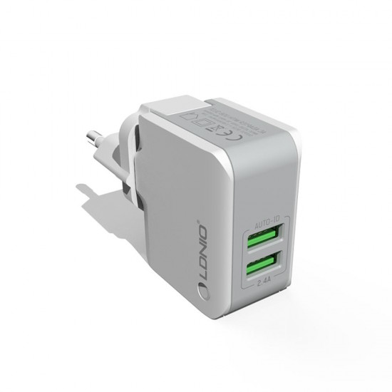 2.4A Fast Charging Type-C Dual USB Port European Regulations Travel Home Wall Charger Detachable Plug For iPhone X XS HUAWEI P30 Mi9 S10 S10+