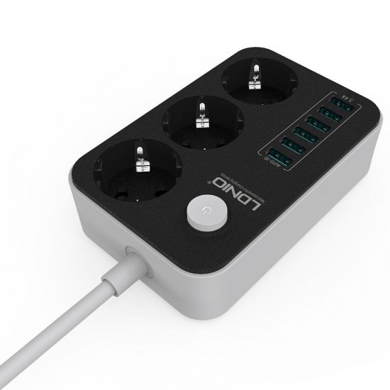 5V 3.4A Desktop 3 Power Socket 6 USB Port 5.24ft/1.6m EU Plug Charging Socket 5V 3.4A Desktop 3 Power Socket 6 USB Port 5.24ft/1.6m EU Plug Charging Socket