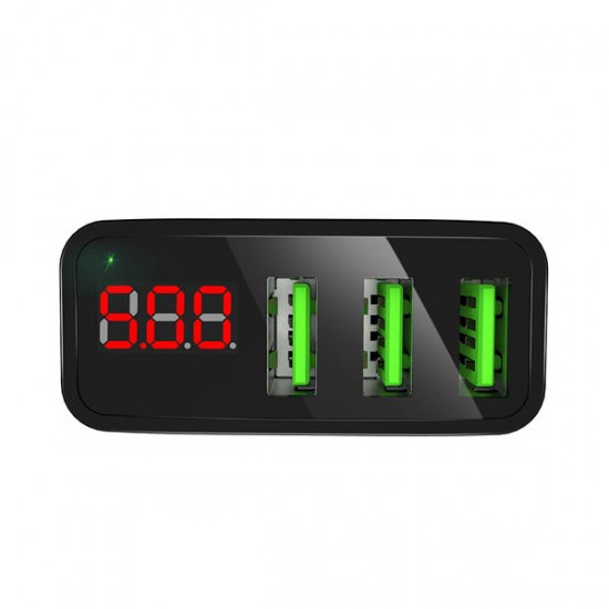 3A 3 Ports Digital Current Voltage Display Fast USB Charger EU Plug For iPhone X Oneplus 6 S9