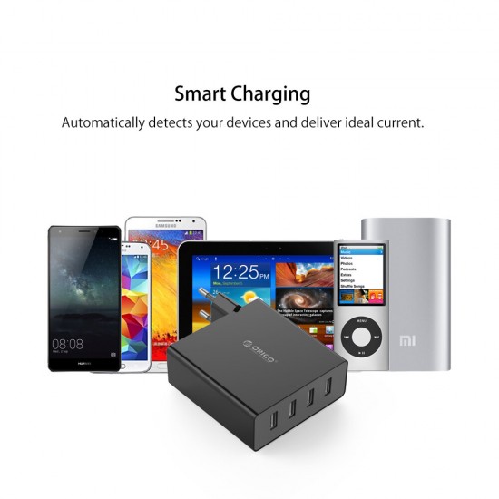 DCW-4U 30W Multi-port USB Charger 2.4A Smart Wall Charger Adapter Fast Charging For iPhone XS 11Pro Xiaomi Mi10 Redmi Note 9S S20+