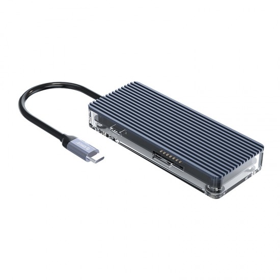 WB-7P 100W Type-C 7-in-1 Transparent Hub Desktop Charging Dock Station for Samsung Macbook Pro