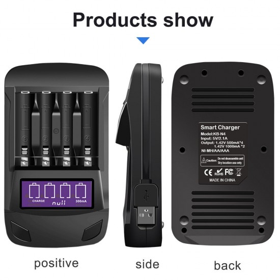 USB Smart Four Slot AA/AAA Battery Charger LCD Multifunction Discharge Display Voltage Charging Box USB Smart Four Slot AA/AAA Battery Charger LCD Multifunction Discharge Display Voltage Charging Box