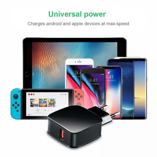 CR001 QC 3.0 USB Travel Wall Charger Adapter LED Indicator Fast Charging For iPhone XS 11Pro Huawei P30 P40 Pro MI10 Note 9S S20+ Note 20