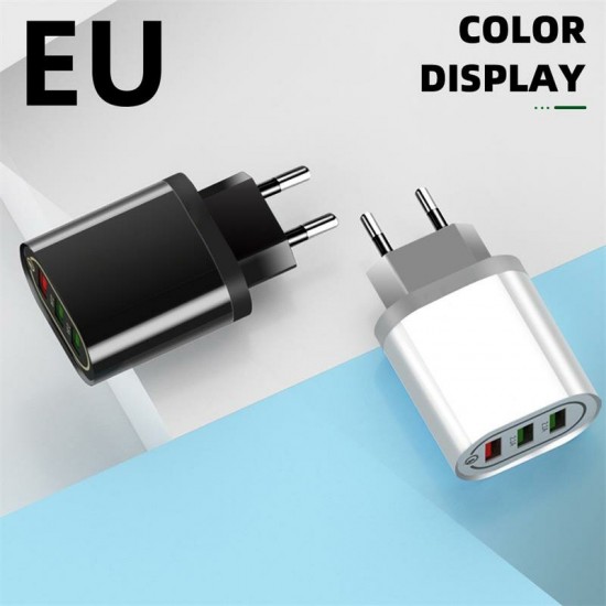 QG-CH03 3 USB Travel Wall Charger Adapter QC3.0 Fast Charging For iPhone XS 11Pro Huawei P30 P40 Pro MI10 Note 9S S20+ Note 20