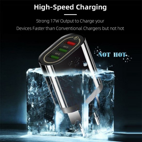 QG-CH03 3 USB Travel Wall Charger Adapter QC3.0 Fast Charging For iPhone XS 11Pro Huawei P30 P40 Pro MI10 Note 9S S20+ Note 20