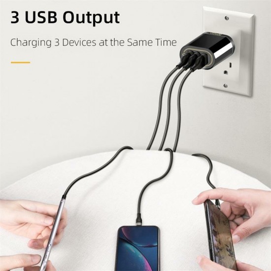 QG-CH03 3 USB Travel Wall Charger Adapter QC3.0 Fast Charging For iPhone XS 11Pro Huawei P30 P40 Pro MI10 Note 9S S20+ Note 20