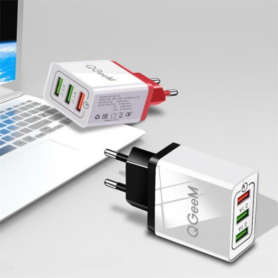 QG-CH04 27W 3 USB Travel Wall Charger Adapter QC3.0 Fast Charging For iPhone XS 11Pro Huawei P30 P40 Pro Xiaomi MI10 Redmi Note 9S S20+ Note 20 QG-CH04 27W 3 USB Travel Wall Charger Adapter QC3.0 Fast Charging For iPhone XS 11Pro Huawei P30 P40 Pro Xiaomi MI10 Redmi Note 9S S20+ Note 20