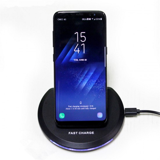 Wireless Dual Coils Fast Charger with Holder for iPhone X 8 Samsung 8