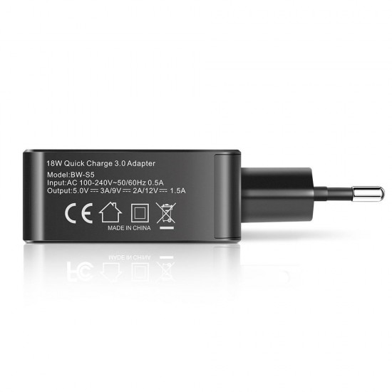 BW-S5 QC3.0 18W USB Charger EU Adapter With Power3S Tech