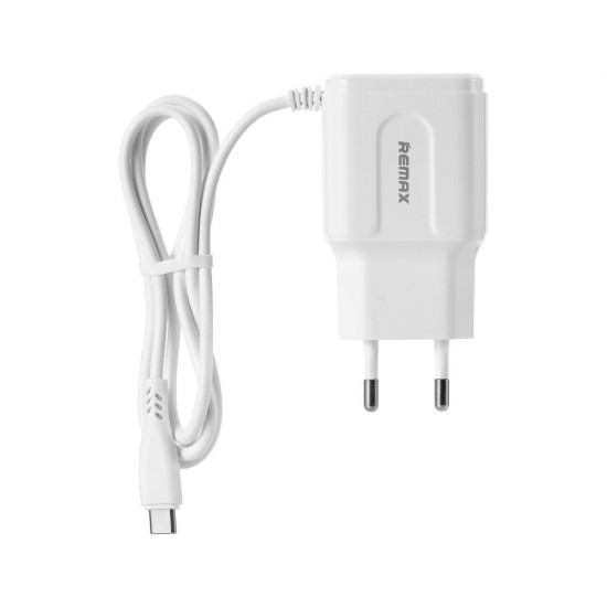 RP-U22 2.4A LED Dual USB Ports Extra Cable EU Plug Wall USB Travel Charger for iPhone 11 Pro Max for Samsung S10+ K30 5G HUAWEI