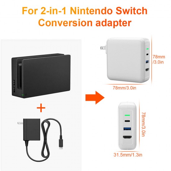 2 In 1 USB C PD Charger + Hub Adapter with 30W Type-C PD + USB 3.0 + 4K HD Display For Smart Phone Laptop For Samsung Galaxy S20 For iPad Pro 2020 For Nintendo Switch