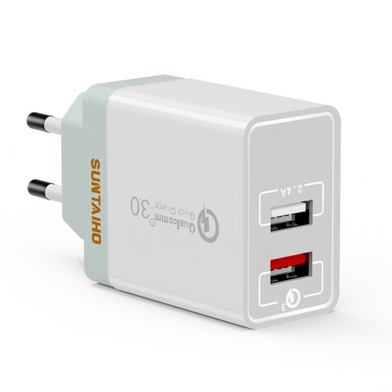 USB Charger 30W QC 3.0 Universal Wall Adapter Dual USB Charger Fast Charging For iPhone XS 11Pro Mi10 Note 9S