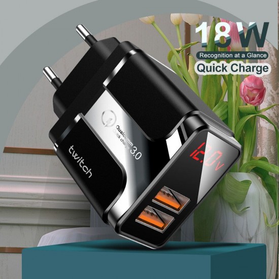 18W Dual Port USB Charger QC3.0 Quick Charge Wall Charger Adapter With EU Plug US Plug UK Plug For iPhone 11 SE 2020 For Huawei 18W Dual Port USB Charger QC3.0 Quick Charge Wall Charger Adapter With EU Plug US Plug UK Plug For iPhone 11 SE 2020 For Huawei