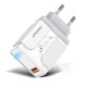 18W QC3.0 LED Charger EU Plug with LED Light for iPone XR Max 10 5G+ Note 10 5G+