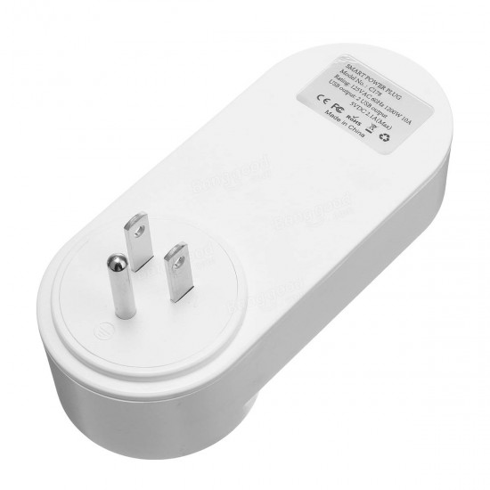 US Plug 110-230V 1250W WIFI Assistant 2 USB Alexa Voice Control APP Smart Socket Charger