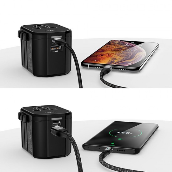 3A 7 IN 1 Dual USB Port Type C PD Fast Charging Travel Charger EU UK US AU Adapter For iPhone X XS HUAWEI P30 Oneplus 7 MI9