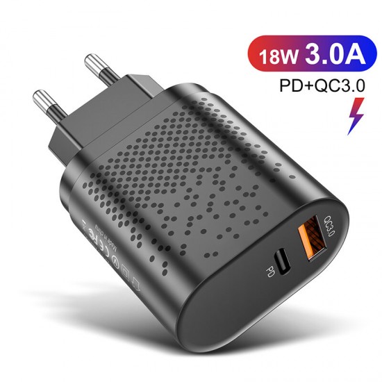 18W 3A Quik Charge 3.0 PD Charger USB Charger EU/US Plug for iPhone 12 XS 11Pro Huawei P30 Pro Mate 30 Mi10 K30 Oneplus 7T 5G for Samsung Galaxy Note S20 ultra