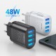 48W USB Charger 4-Port USB QC 3.0 Travel Wall Charger Adapter Quick Charging For iPhone 11 Pro Max SE 2020 Xiaomi MI10 Redmi Note 9S S20+ 5G