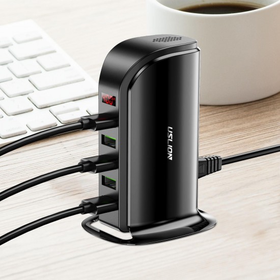 5 Ports USB Charger Desktop Charging Station QC3.0 Fast Charging LED Digital Display EU UK US Plug Adapter For iPhone 11 SE 2020 For Samsung Galaxy S20 Note 9s 5 Ports USB Charger Desktop Charging Station QC3.0 Fast Charging LED Digital Display EU UK US Plug Adapter For iPhone 11 SE 2020 For Samsung Galaxy S20 Note 9s